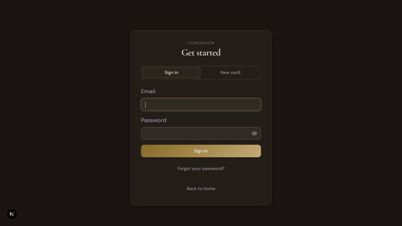 The account sign-in page, asking for the global account email and password rather than for a specific vault.